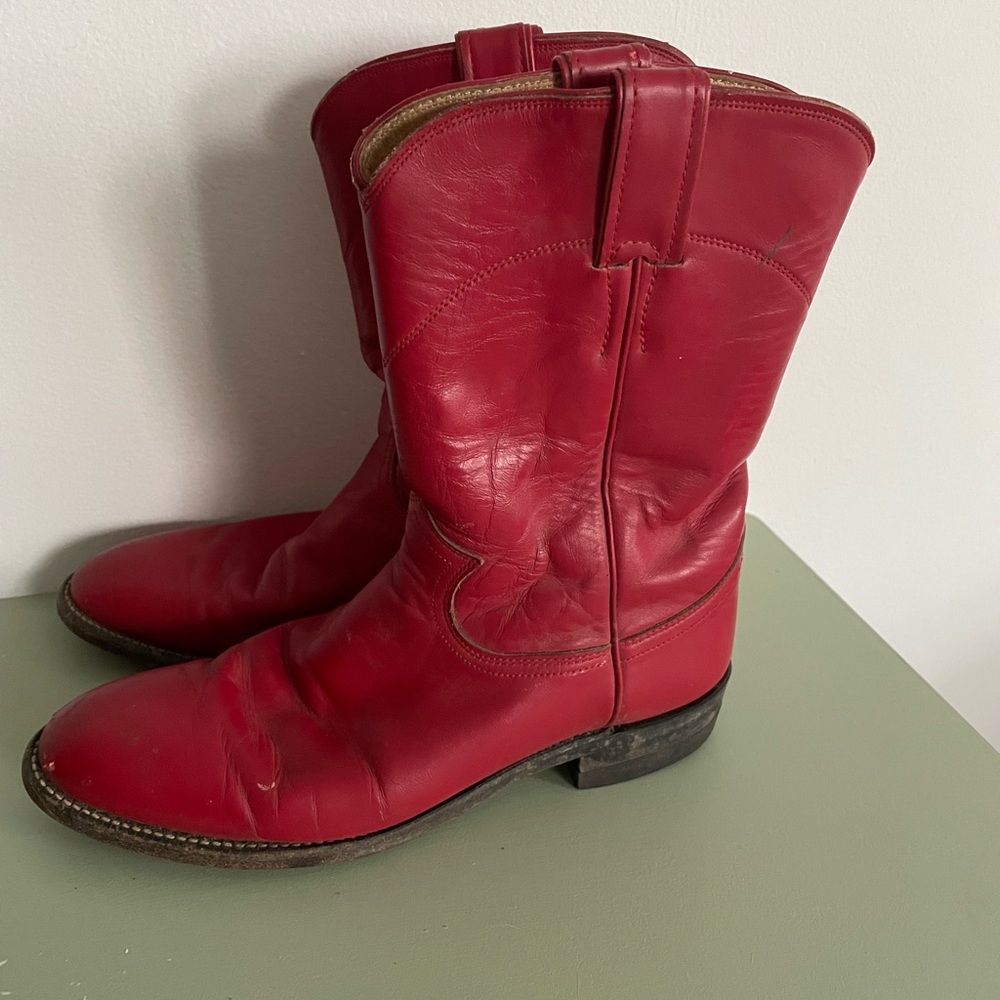 Justin Men’s Vintage 1970’s Red Western Boots - size 8.5